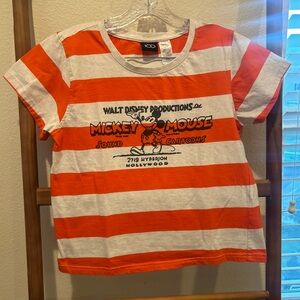 Disney Orange and White Striped Mickey Mouse Tee